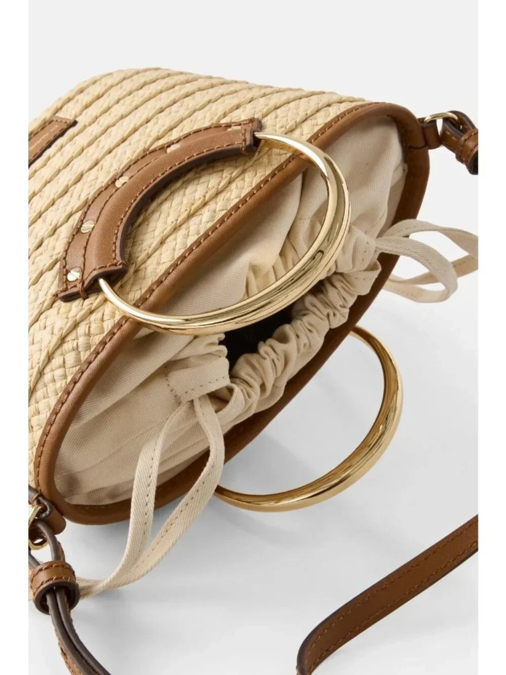 Claudie Pierlot Small Woven Raffia Leather Bag in Beige Womens Shoulder Tote
